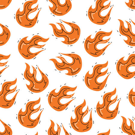 Fire flame seamless abstract pattern background design concept. Vector doodle line style design elementのイラスト素材