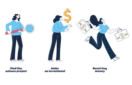 Business finance opportunity start up investment abstract concept isolated set. Vector graphic...