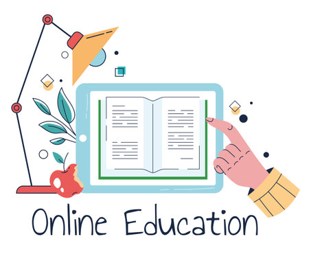 Online home school study education student university learning training abstract concept. Vector graphic design illustrationのイラスト素材