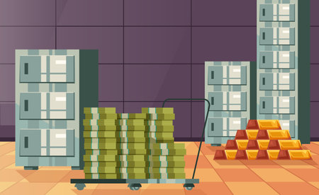 Bank safe room locked door concept. Vector graphic design illustration elementのイラスト素材