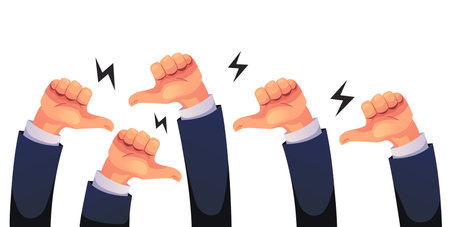 Dislike negative thumb down bad emotions abstract concept. Vector graphic design illustration elementのイラスト素材