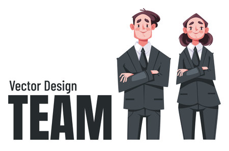 Business people man woman team characters working together. Employee office workers businessman concept. Vector cartoon graphic design element illustrationのイラスト素材