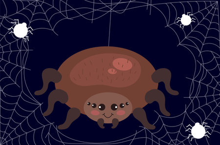 Spider web cobweb spiderweb banner poster frame background concept. Vector cartoon graphic design element illustrationのイラスト素材