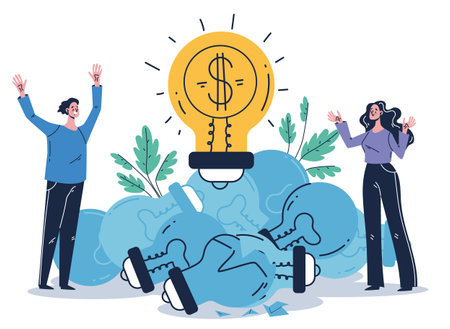 Idea concept lightbulb business success startup office people project. Vector graphic design element illustrationのイラスト素材