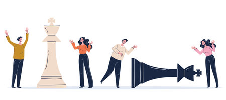 Strategy chess game team piece competition concept. Vector graphic design element illustrationのイラスト素材