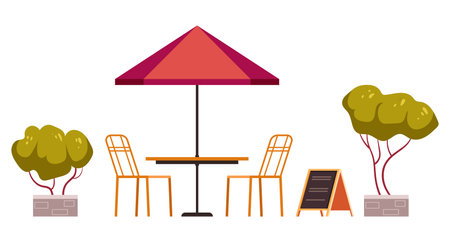 Outdoor terrace cafe isolated design element concept. Vector graphic design illustrationのイラスト素材