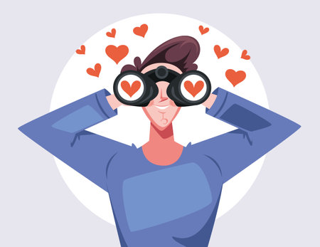 Love people look binocular concept. Vector graphic design illustrationのイラスト素材