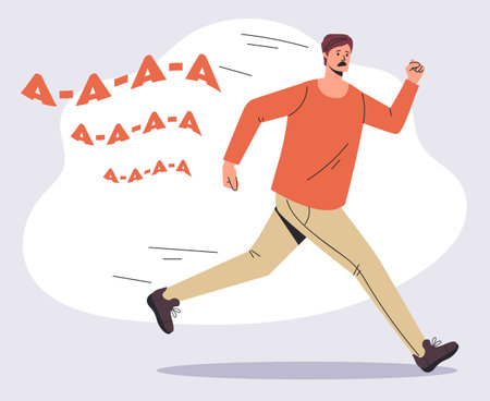 Run scream escape afraid person concept. Vector graphic design illustrationのイラスト素材