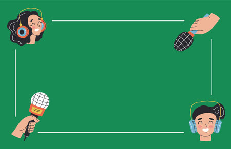 Retro style karaoke frame jazz border concept. Vector flat cartoon illustrationのイラスト素材