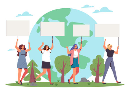 Climate planet world save protest activist poster eco concept. Vector graphic design illustrationのイラスト素材
