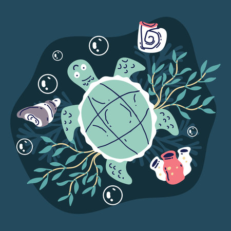 Cute shirt emblem artwork animal underwater ocean reef marine life concept. Vector graphic design illustrationのイラスト素材