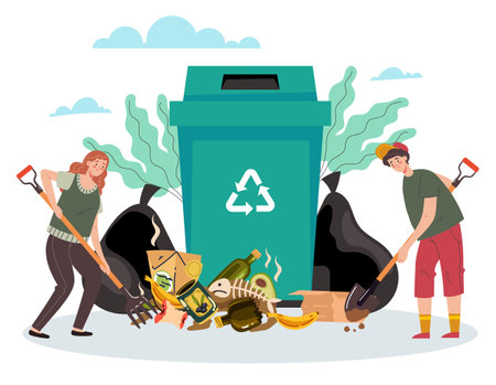Trash clean nature ecology activist concept. Vector graphic design illustrationのイラスト素材