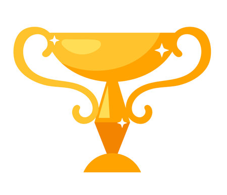 Trophy golden winner cup award isolated concept. Vector cartoon graphic design element illustrationのイラスト素材