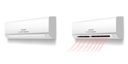 Air conditioner condition wind cold hot flow wave concept. Vector cartoon graphic design element illustrationのイラスト素材