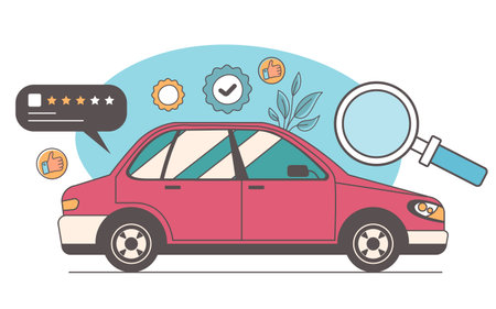 Car automobile rating feedback service app concept. Vector graphic design illustrationのイラスト素材