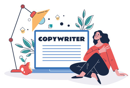 Content writer blog online business concept. Vector graphic design illustrationのイラスト素材