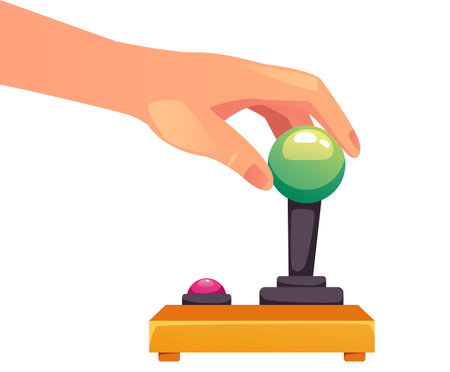 Game pad gamepad controller joystick in hand concept. Vector graphic design element illustrationのイラスト素材