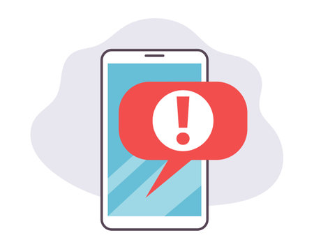Phone alarm message push cell alert notification warning email concept. Vector graphic design illustrationのイラスト素材