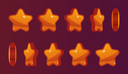 Star game animated sprite cartoon animation effect set concept. Vector graphic design element illustrationのイラスト素材