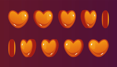 Heart emoji love shape animation concept. Vector graphic design illustrationのイラスト素材