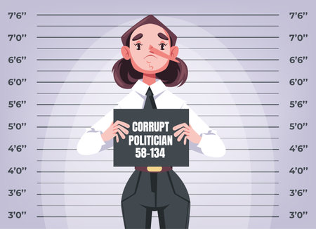 Corrupt politician in prison arrest jail. Justice law corruption concept. Vector graphic design illustration elementのイラスト素材