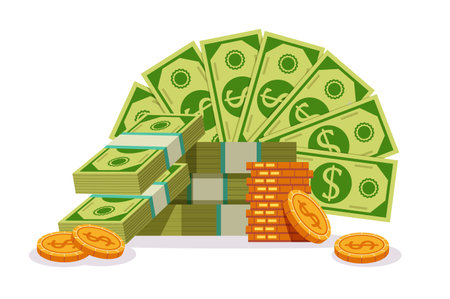 Money dollar pile cash bill isolated concept. Vector graphic design illustrationのイラスト素材