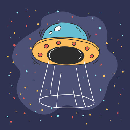 Ufo alien space spaceship sticker concept. Vector graphic design illustrationのイラスト素材