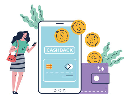 Cashback money phone smartphone transfer refund cash concept. Vector design graphic illustrationのイラスト素材