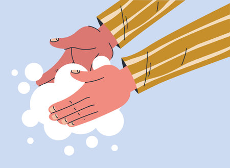 Hand arm wash clean care hygiene soap concept. Vector graphic design illustrationのイラスト素材