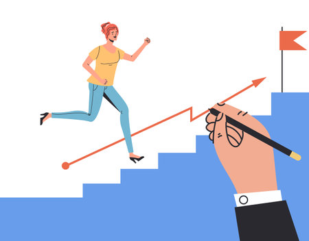 Success stair goal step career climb concept. Vector graphic design illustrationのイラスト素材