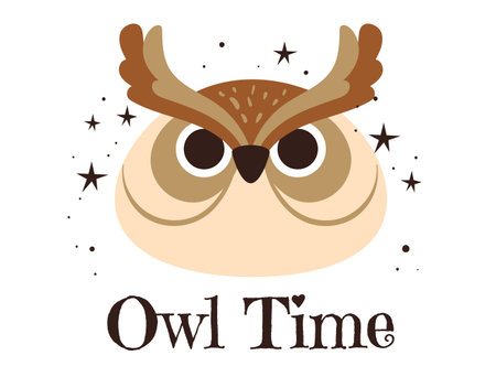 Cute owl head bird print cover art concept. Vector graphic design illustrationのイラスト素材