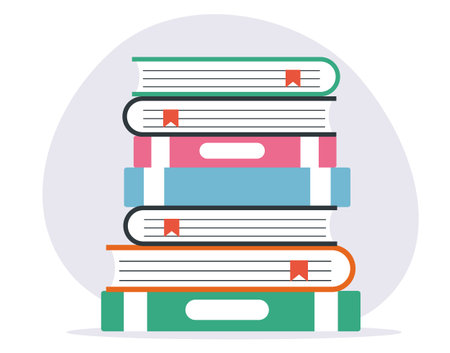 Book pile stack read textbook library isolated concept. Vector graphic design illustrationのイラスト素材
