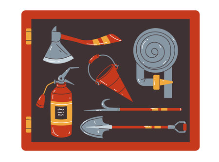 Fire box firefighter safety cabinet concept. Vector design graphic illustrationのイラスト素材