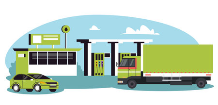 Biofuel bio fuel biological ethanol diesel concept. Vector graphic design illustrationのイラスト素材