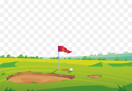 Golf green field landscape tournament background concept. Vector graphic design illustrationのイラスト素材