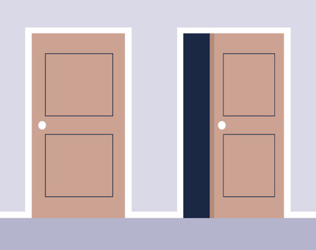 Door close and open room house concept. Vector graphic design illustrationのイラスト素材