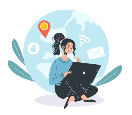 World communication internet education abstract concept. Vector graphic design illustrationのイラスト素材