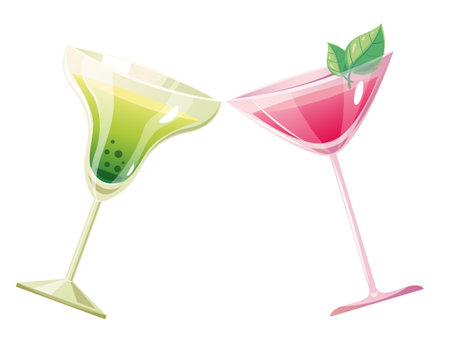 Cocktail glass cheers drink martini party concept. Vector graphic design illustrationのイラスト素材