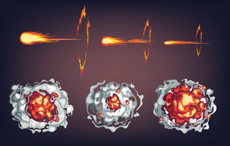 Explosive bang explosion boom blast effect isolated set. Vector graphic design illustrationのイラスト素材