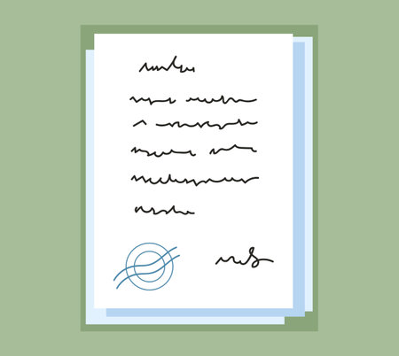 Document text paper on desk paperwork concept. Vector graphic design illustrationのイラスト素材