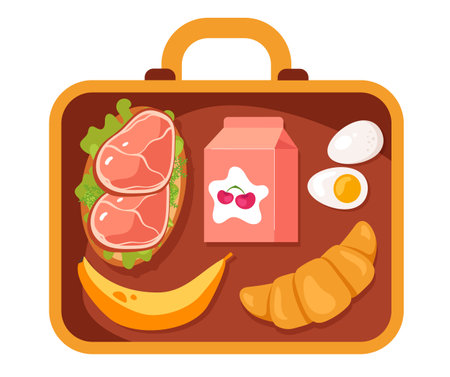 Lunch box school lunchbox nutrition tray abstract concept. Vector graphic design illustrationのイラスト素材