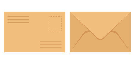 Open and close letter mockup envelope paper kraft concept. Vector graphic design illustrationのイラスト素材