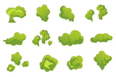 Smell cloud stink poison smoke gas isolated set concept. Vector graphic design illustrationのイラスト素材