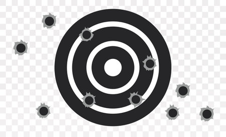 Bullet hole gun shoot target circle abstract concept. Vector flat graphic design illustrationのイラスト素材