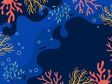 Sea animal underwater ocean world background concept. Vector flat graphic design illustrationのイラスト素材
