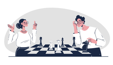 Chess checkmate tournament play concept. Vector flat graphic design illustrationのイラスト素材