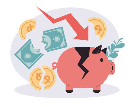 Bankruptcy financial crisis budget stock abstract concept. Vector flat graphic design illustrationのイラスト素材