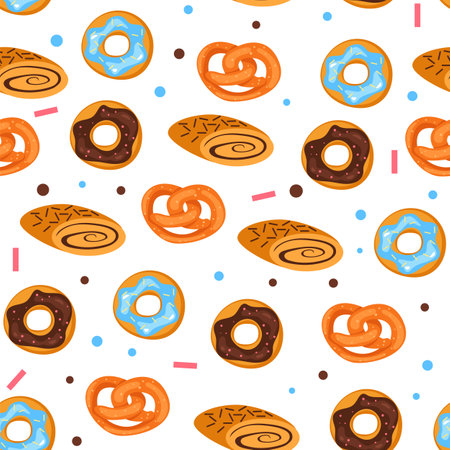 Sweet donut cute candy seamless pattern background concept. Vector flat graphic design illustrationのイラスト素材