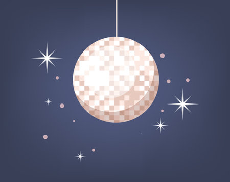 Disco ball party light retro club banner concept. Vector flat graphic design illustrationのイラスト素材