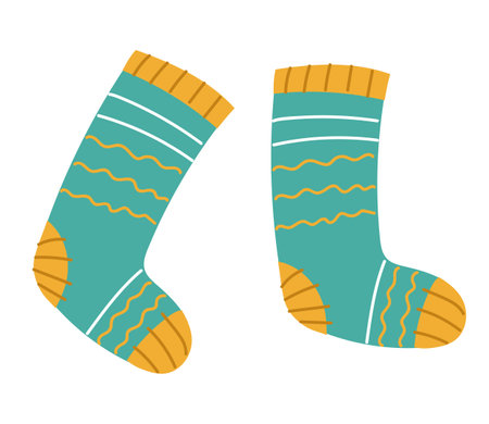 Warm foot socks clothes isolated on white background. Vector flat graphic design illustrationのイラスト素材